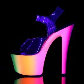 Pleaser Sandales RAINBOW-308UV Transparent Néon-Bleu EU-35/US-5