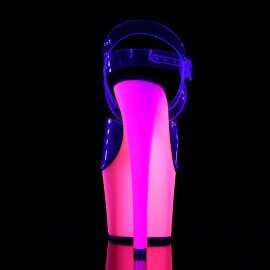 Pleaser Sandales RAINBOW-308UV Transparent Néon-Bleu EU-35/US-5