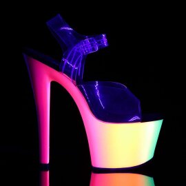 Pleaser Sandales RAINBOW-308UV Transparent Néon-Bleu EU-35/US-5