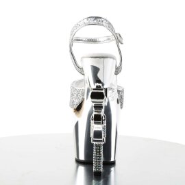 Pleaser Sandales REVOLVER-709G Argent Multi Paillettes Chrome EU-41/US-11
