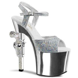 Pleaser Sandales REVOLVER-709G Argent Multi Paillettes...