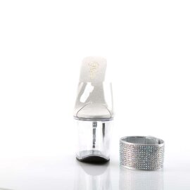 Pleaser Mules REVOLVER-712 Transparent Argent EU-35/US-5