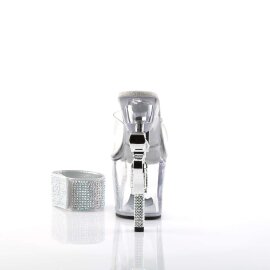 Pleaser Mules REVOLVER-712 Transparent Argent EU-35/US-5
