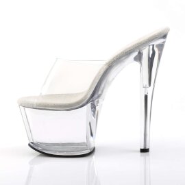 Pleaser Mules SKY-301 Transparent Argent EU-35/US-5
