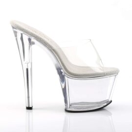 Pleaser Mules SKY-301 Transparent Argent EU-38/US-8