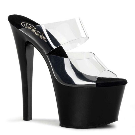 Pleaser Mules SKY-302 Transparent Noir EU-37/US-7