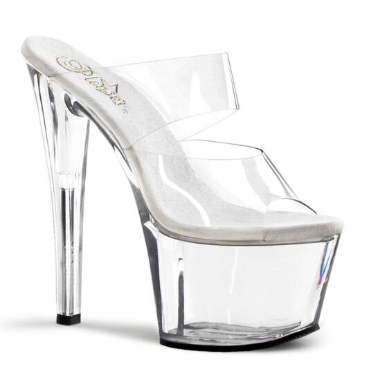 Pleaser Mules SKY-302 Transparent Argent EU-35/US-5