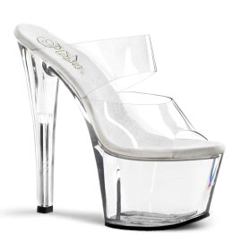 Pleaser Mules SKY-302 Transparent Argent EU-37/US-7