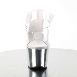 Pleaser Mules SKY-302 Transparent Argent Chrome EU-35/US-5