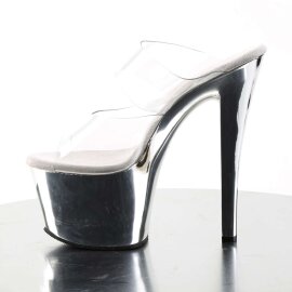 Pleaser Mules SKY-302 Transparent Argent Chrome EU-38/US-8