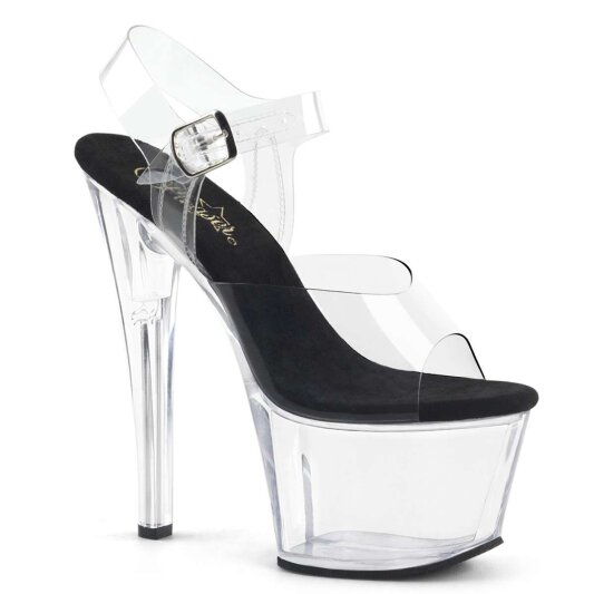 Pleaser Sandales SKY-308 Transparent Noir EU-35/US-5