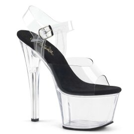 Pleaser Sandales SKY-308 Transparent Noir EU-35/US-5