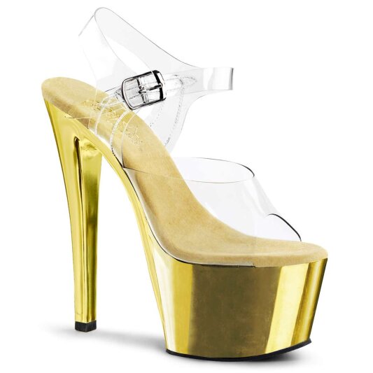 Pleaser Sandales SKY-308 Transparent Or Chrome EU-36/US-6