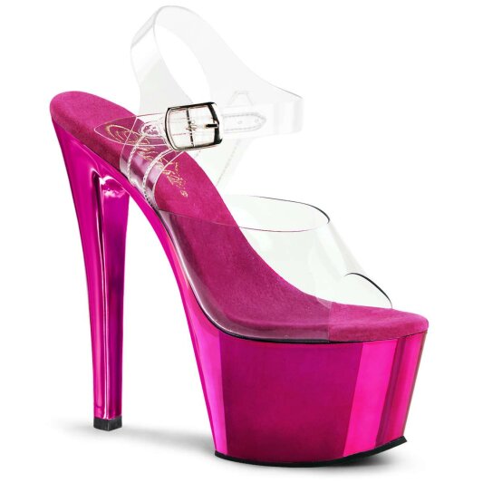 Pleaser Sandales SKY-308 Transparent Rose Chrome EU-35/US-5