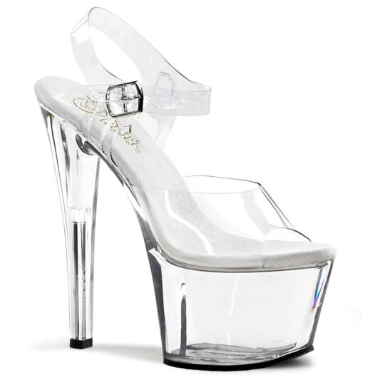 Pleaser Sandales SKY-308 Transparent Argent EU-35/US-5