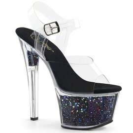 Pleaser Sandales SKY-308GF Transparent Noir Strass...