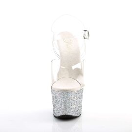 Pleaser Sandales SKY-308LG Transparent Argent Multi...
