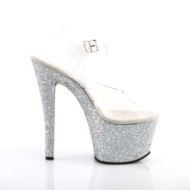 Pleaser Sandales SKY-308LG Transparent Argent Multi Paillettes EU-35/US-5
