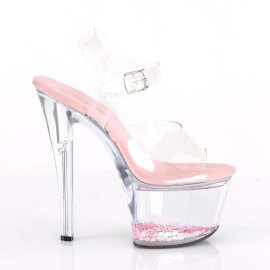 Pleaser Sandales SKY-308WHG Transparent Rose Multi Paillettes EU-35/US-5