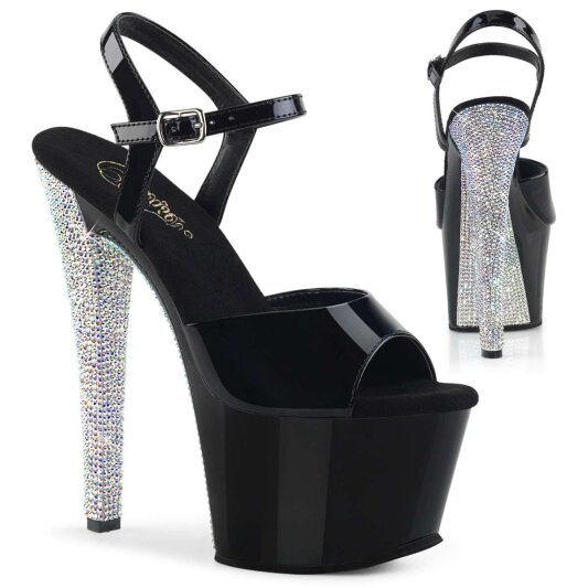 Pleaser Sandales SKY-309CHRS Noir Argent Strass EU-35/US-5