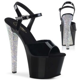 Pleaser Sandales SKY-309CHRS Noir Argent Strass EU-35/US-5