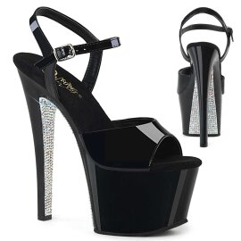 Pleaser Sandales SKY-309CRS Noir Argent Strass EU-37/US-7