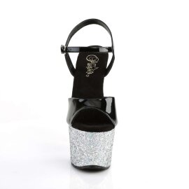 Pleaser Sandales SKY-309LG Noir Strass Argent EU-35/US-5