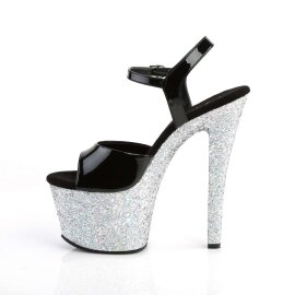 Pleaser Sandales SKY-309LG Noir Strass Argent EU-35/US-5