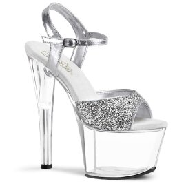 Pleaser Sandales SKY-310 Argent Paillettes Transparent EU-35/US-5