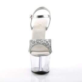 Pleaser Sandales SKY-310 Argent Paillettes Transparent EU-37/US-7