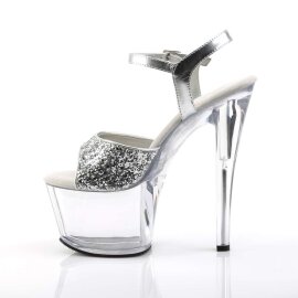 Pleaser Sandales SKY-310 Argent Paillettes Transparent EU-37/US-7