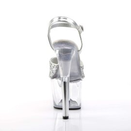 Pleaser Sandales SKY-310 Argent Paillettes Transparent EU-37/US-7