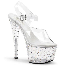 Pleaser Sandales STARDANCE-708 Transparent Argent Strass EU-37/US-7
