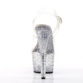 Pleaser Sandales STARDANCE-708 Transparent Argent Strass EU-37/US-7