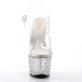 Pleaser Sandales STARDANCE-708 Transparent Argent Strass...