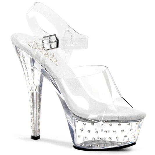 Pleaser Sandales STARDUST-608 Transparent Argent EU-35/US-5