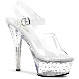 Pleaser Sandales STARDUST-608 Transparent Argent EU-35/US-5
