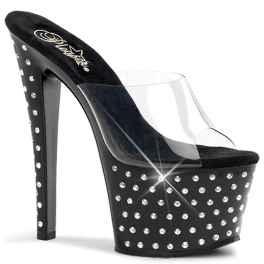 Pleaser Mules STARDUST-701 Transparent Noir EU-35/US-5
