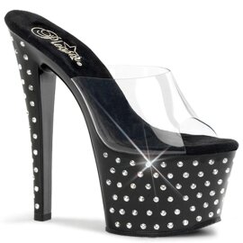 Pleaser Mules STARDUST-701 Transparent Noir EU-38/US-8