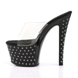 Pleaser Mules STARDUST-701 Transparent Noir EU-38/US-8