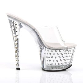 Pleaser Mules STARDUST-701 Transparent Argent EU-35/US-5