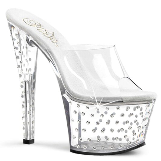 Pleaser Mules STARDUST-701 Transparent Argent EU-37/US-7
