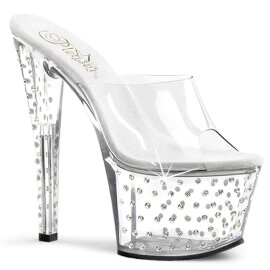 Pleaser Mules STARDUST-701 Transparent Argent EU-38/US-8