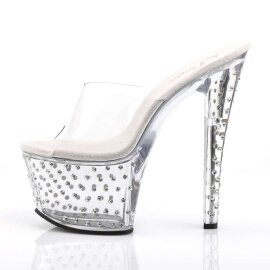Pleaser Mules STARDUST-701 Transparent Argent EU-38/US-8