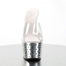 Pleaser Mules STARDUST-701 Transparent Argent Chrome...