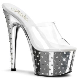 Pleaser Mules STARDUST-701 Transparent Argent Chrome...