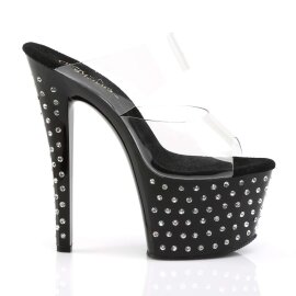 Pleaser Mules STARDUST-702 Transparent Noir EU-35/US-5