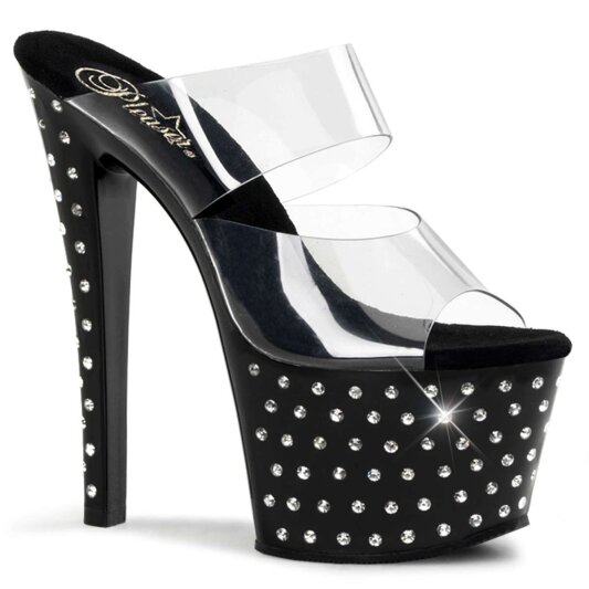 Pleaser Mules STARDUST-702 Transparent Noir EU-37/US-7