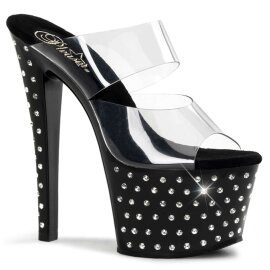 Pleaser Mules STARDUST-702 Transparent Noir EU-38/US-8