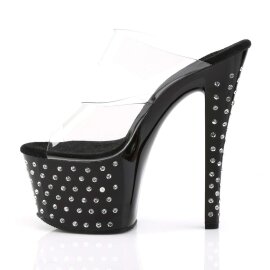 Pleaser Mules STARDUST-702 Transparent Noir EU-38/US-8
